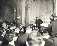 Charlie Chaplin Press Conference Press Photograph at The Savoy Hotel 1952 by Charlie Chaplin - 1952