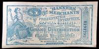 Ticket to Bankers' and Merchants Presentation Enterprise held at Irving Hall c1867, presented by Clark Webster & Co. NCY