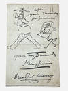 "Dreadful hurry" Autograph letter fragment with an original pen and ink sketch by Punch illustrator, Harry Furniss (