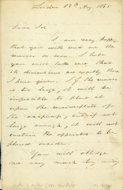 Autograph letter signed, probably to Latimer Clark