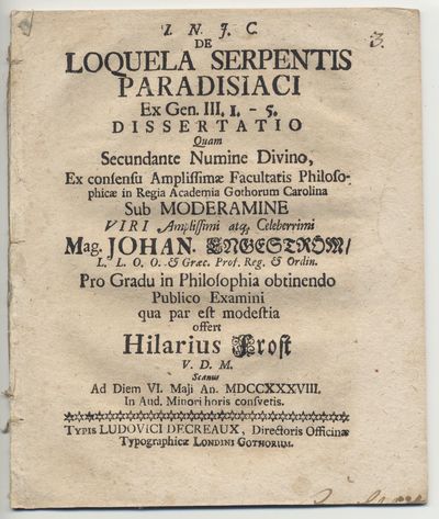 De loquela serpentis paradisii ex Gen. III. 1-5.…