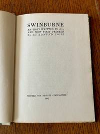 SWINBURNE. An essay written in 1875 and now first printed