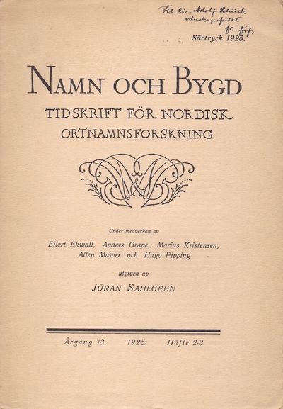 Till Birca-frågan. Särtryck ur Namn och bygd.…