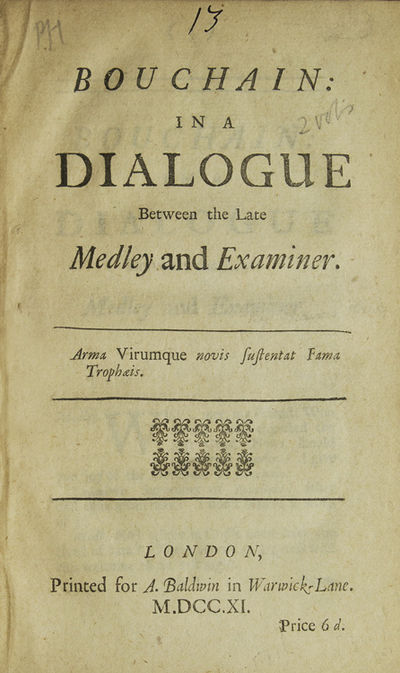 London: A. Baldwin, 1711. First edition. 43, pp. 8vo. Modern buff wrappers, with manuscript title la...