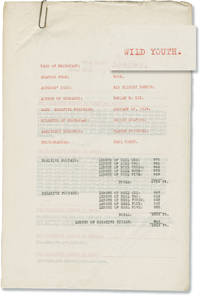 image of Wild Youth (Original post-production script for the 1918 film)