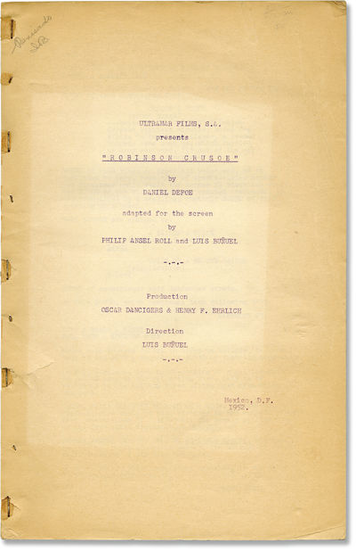 Mexico City: Ultramar Films, 1952. Draft script for the 1954 Mexican film. Also included are seven f...