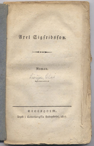 Axel Sigfridsson. Roman.
