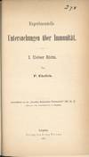 Experimentelle Untersuchungen über Immunität. I. Ueber Ricin. Offprint