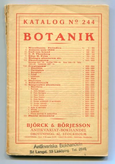 Björck & Börjesson. Katalog 244. Botanik.…