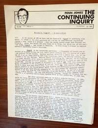 The Continuing Inquiry (newsletter re: JFK assassination) by (John F Kennedy Assassination) Penn Jones, Jr. (editor) - 1982