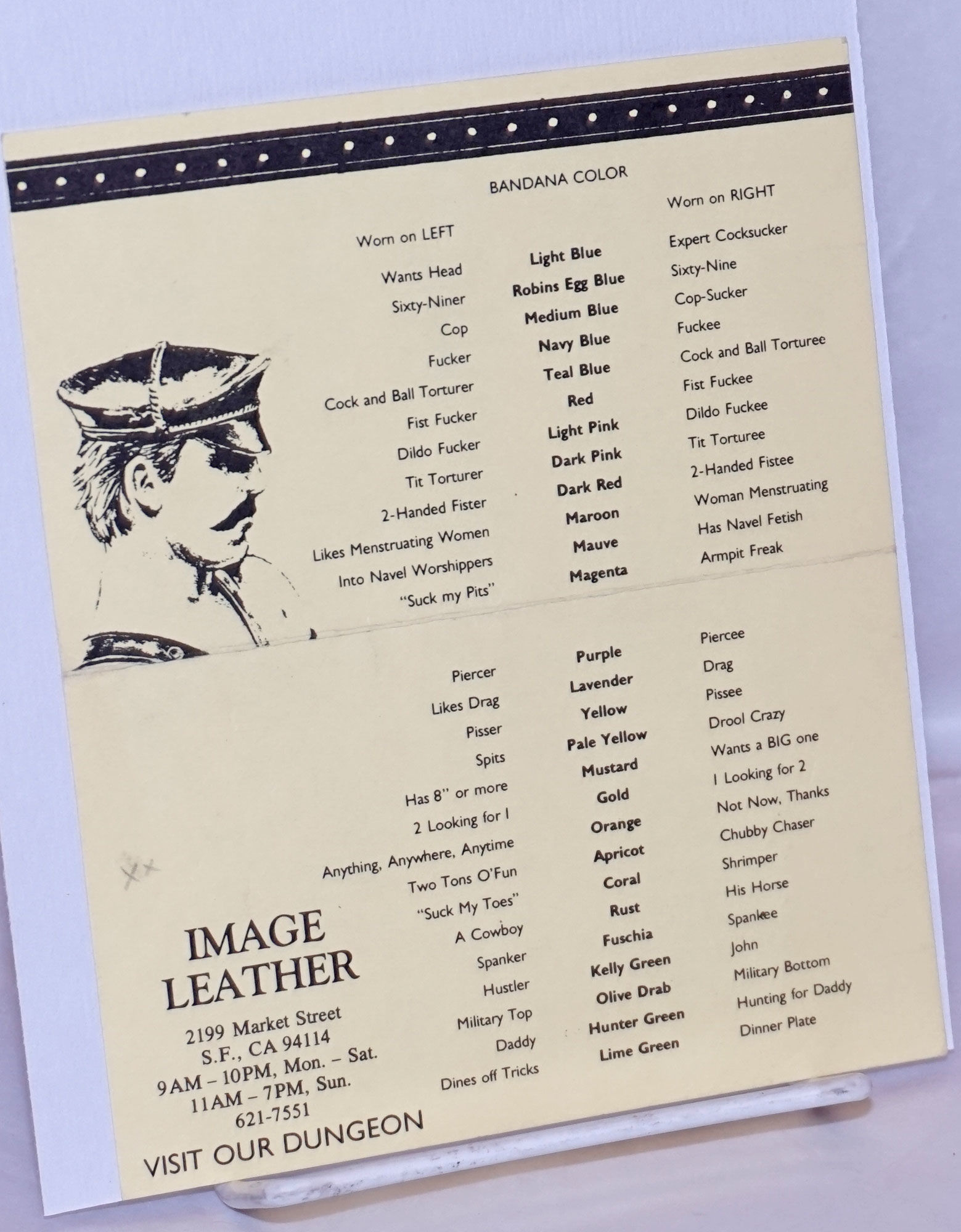 Bandana guide card by Image Leather - n.d. - from Bolerium Books Inc.,  ABAA/ILAB (SKU: 177591)