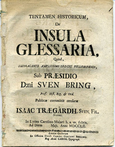 Tentamen historicum, de insula Glessaria. A.a.