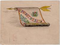 Fine Folk Art Watercolor - Forget Me Not c1850s