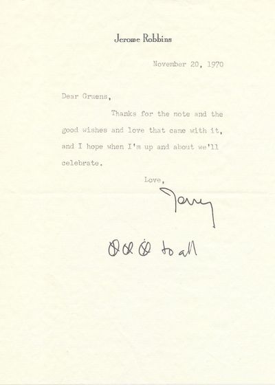 Jerome Robbins Typed Letter Signed with Illustration
