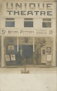 Original postcard photograph of the Unique Theatre, circa 1908