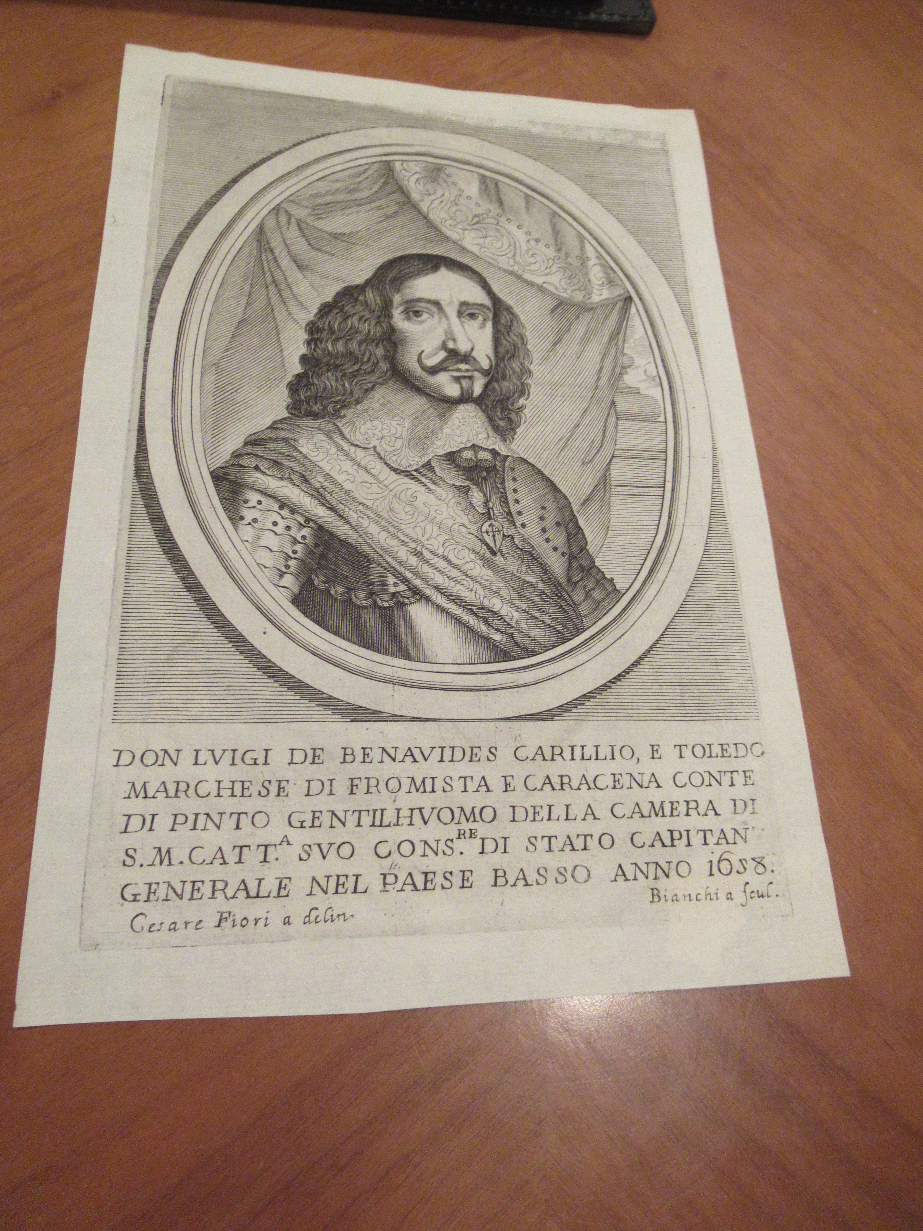 Don Luigi De Benavides Carillio E Toledo Marchese Di Fromista E Caracena Aka Luis Francisco De Benavides Carrillo De Toledo Marquis Of Caracena Marquis Of Fromista Original Antique Engraving From Historia