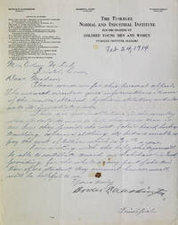 Letter Signed ("Booker T. Washington") as Principal, to Miss Edson M. Peck