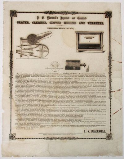 I.V. BLACKWELL'S IMPROVED AND COMBINED GRATER, CLEANER, CLOVER HULLER AND THRESHER. PATENTED MARCH 30, 1858