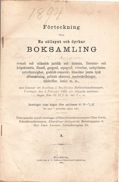 Förteckning öfver en sällsynt och dyrbar…