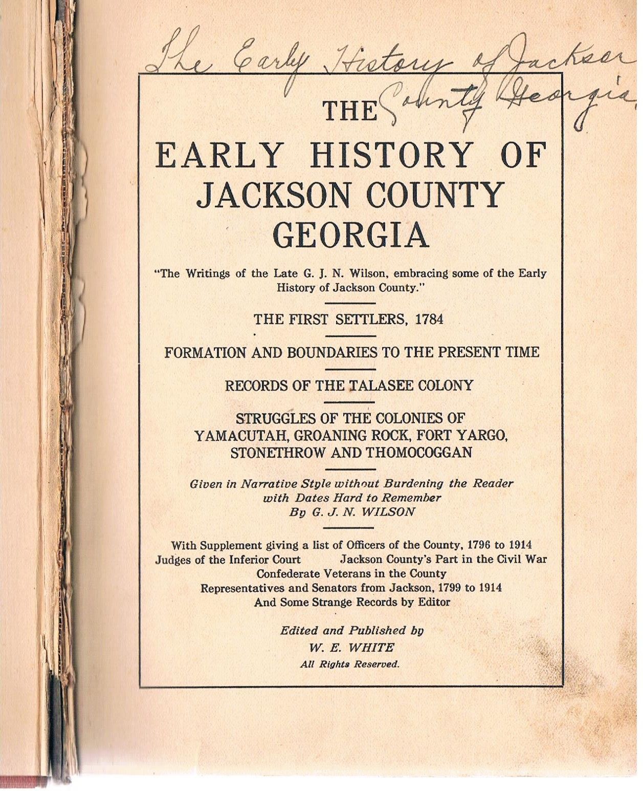 The Early History of Jackson County, by Wilson, G. J. N 1914