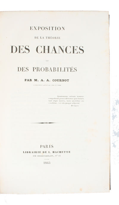 Exposition de la théorie et probabilités. - ["THE ONLY LAW OF CHANCE"] (photo 2)
