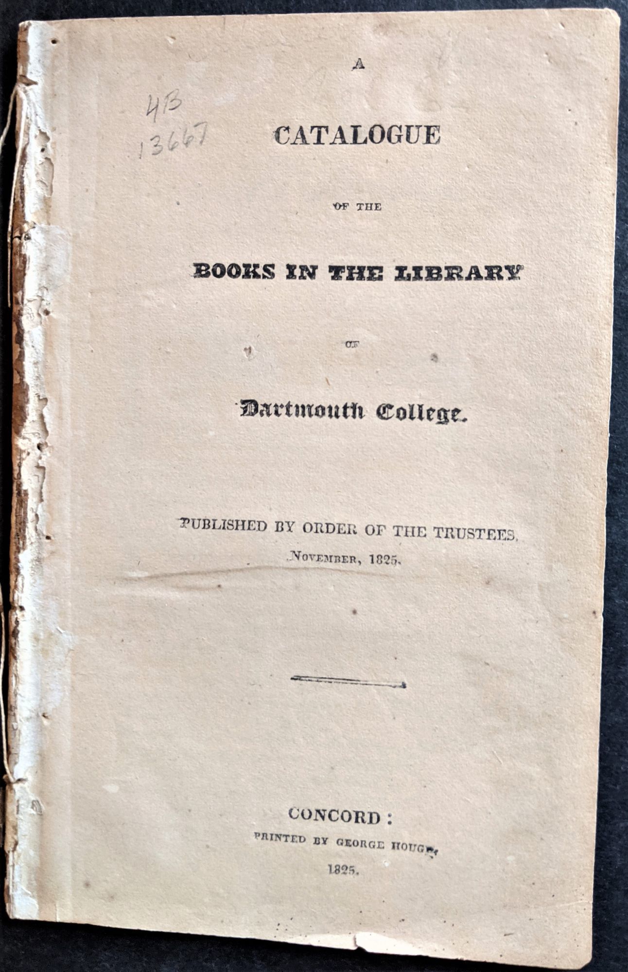 A Catalogue of the Books in the Library of Dartmouth College. Published