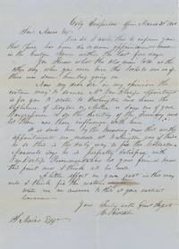 1854 Letter Warning of “Humbug” and Advising a Strategy for Fixing a Political Appointment for Collector of the Port of New York