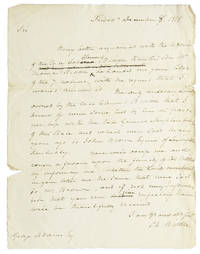 Autograph letter, signed. 1 page to George Adams Esq. "Being better acquainted with the affairs of the late Clement Biddle have his son Norman Biddle be handed me your letter ... The only military Land owned by the late Clement Biddle that I know of were some held by him in partnership with the late General Muhlenberg of this state and which were sold many years ago to John Brown Esquire of Lexington, Kentucky ...