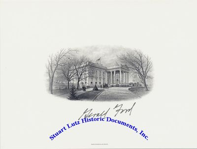 Gerald Ford Signs A Mint White House Engraving