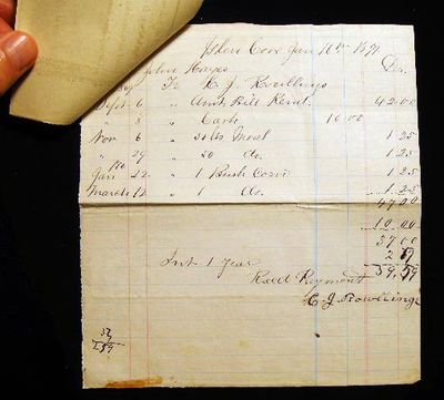 abaa 1871 printed and manuscript bill and receipt from c j