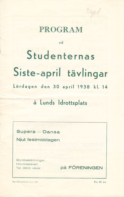 Program vid studenternas siste-april tävlingar.…