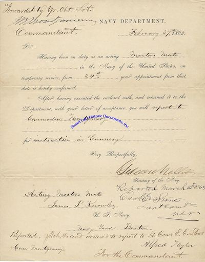 Gideon Welles Signed A Naval Document As Secretary Of The Navy