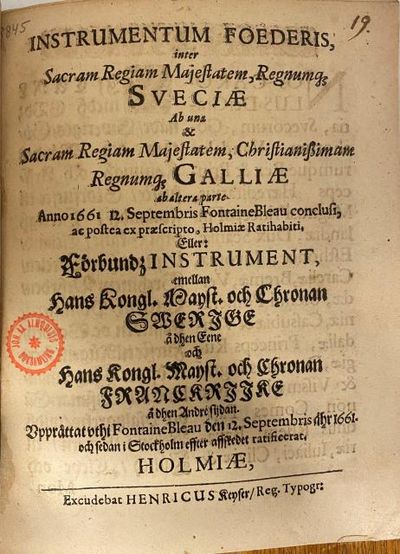Instrumentum foederis /.../ Regnung Sveciae, ab…