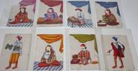 Company School" Metamorphic Costume Cards, Watercolors/Gouache on Mica, depicting various Indian characters -- tradespeople and servants