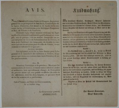 Napoleonic Wars Military Broadside