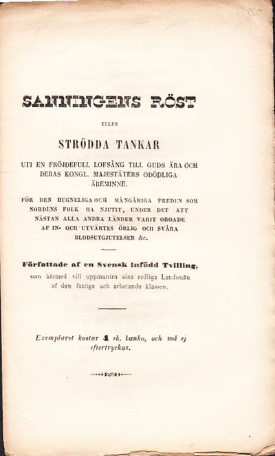 Sanningens röst eller strödda tankar uti en…