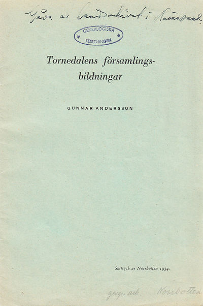 Tornedalens församlingsbildningar [= rubrik].