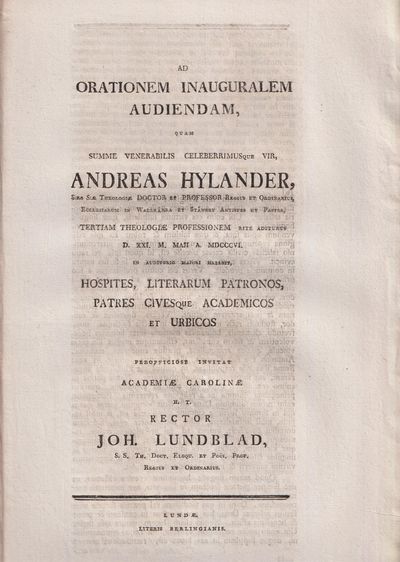 Ad orationem inauguralem audiendam, quam summe…