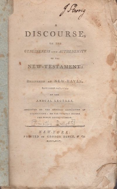 New York: Printed by George Bunce, & Co, 1794. Wraps. Fair. Stitched wraps. Approx. 9