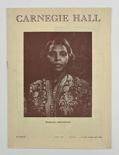Carnegie Hall Marian Anderson [cover title]