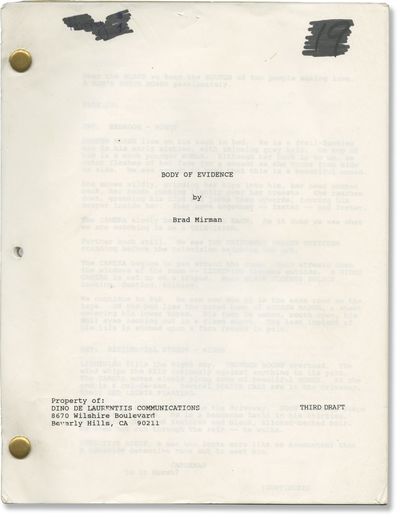 N.p.: N.p., 1992. Third Draft script for the 1993 neo-noir film. Actor Charles Hallahan's copy, with...