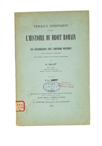 Tableaux Synoptiques Contenant l'histoire du Droit Romain