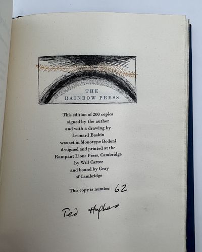 London: Rainbow Press, 1978. Limited. hardcover. fine. baskin. Frontispiece by Leonard Baskin. 23p.,...