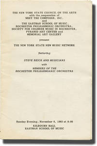 Steve Reich and Musicians, November 6, 1983 (Original program)