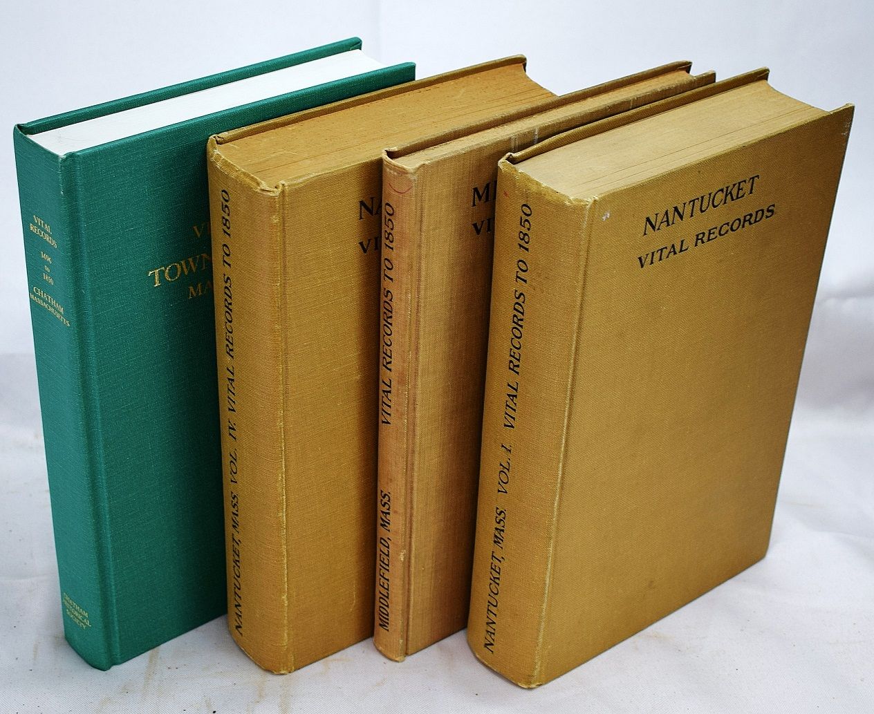 records vital massachusetts 1850 town massive tan volume books set