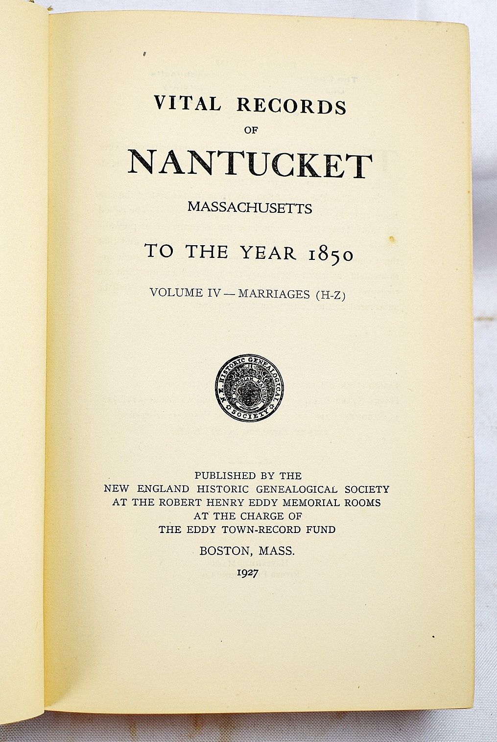 BIBLIO Vital Records of Massachusetts Town Records to 1850 (Tan