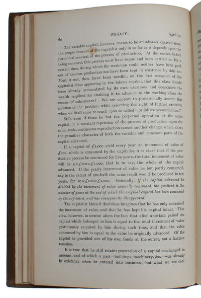 Capital. I. - The Serfdom of Work. II. - The Lordship of Wealth. [In "To-Day: A Monthly Gathering of Bold Thoughts. Vol. I. May - September, 1883]. - [THE FIRST BRITISH TRANSLATION OF ANY PART OF "DAS KAPITAL"] (photo 6)