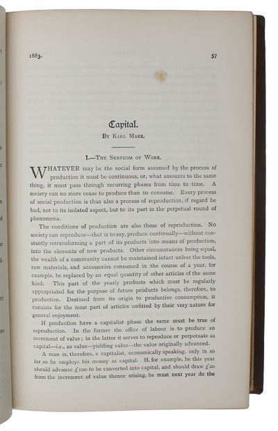 Capital. I. - The Serfdom of Work. II. - The Lordship of Wealth. [In "To-Day: A Monthly Gathering of Bold Thoughts. Vol. I. May - September, 1883]. - [THE FIRST BRITISH TRANSLATION OF ANY PART OF "DAS KAPITAL"] (photo 9)