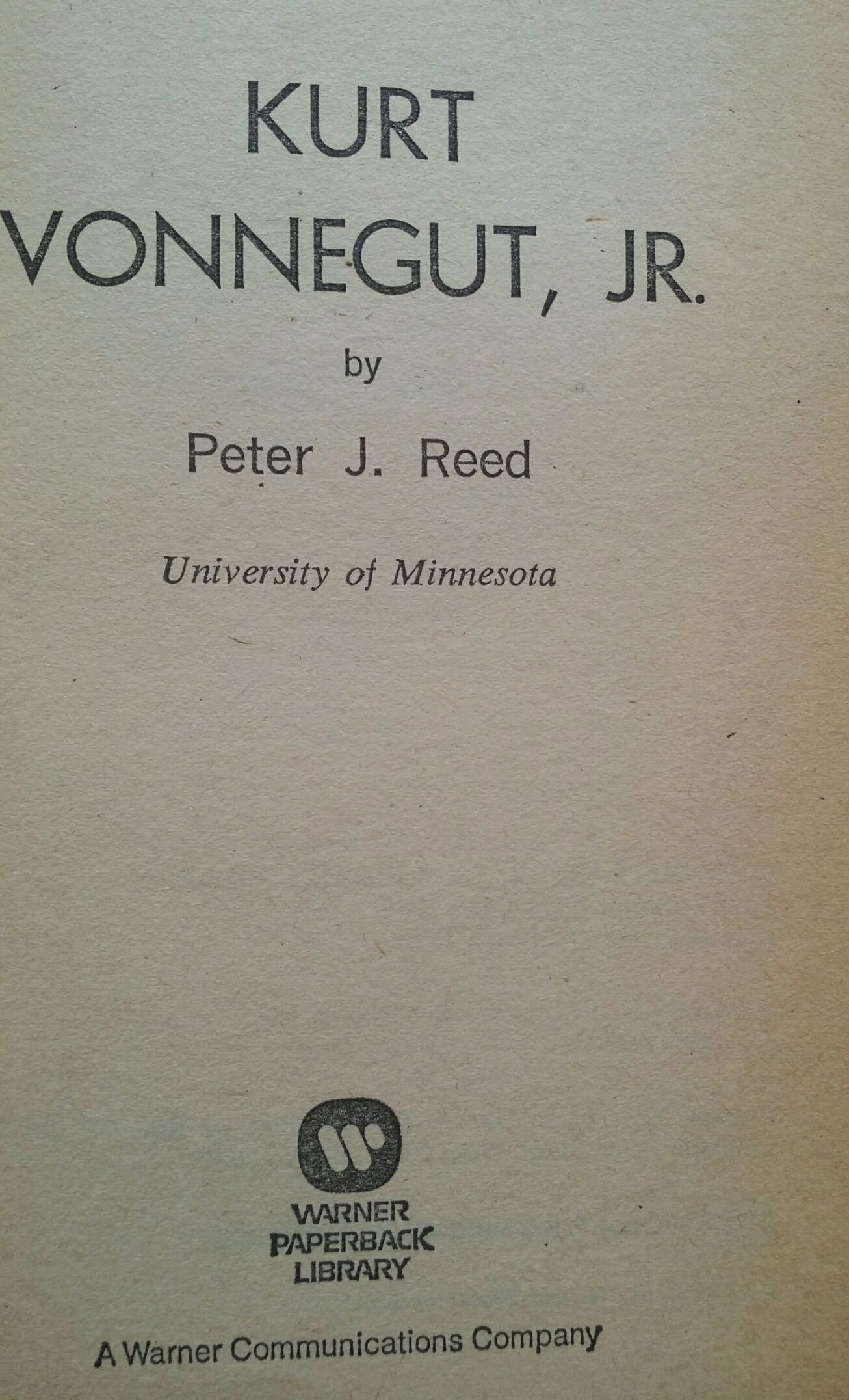 Kurt Vonnegut Jr writers for the 70s by Peter J. Reed Paperback