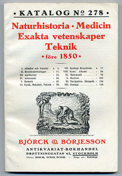 Björck & Börjesson. Katalog 278. Naturhistoria,…